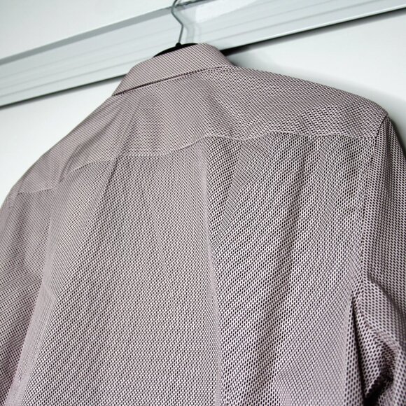 BNWT AW20 THEORY SYLVAIN DK PIMENTO DOUBLE GEOPRINT SHIRT S - Picture 5 of 10